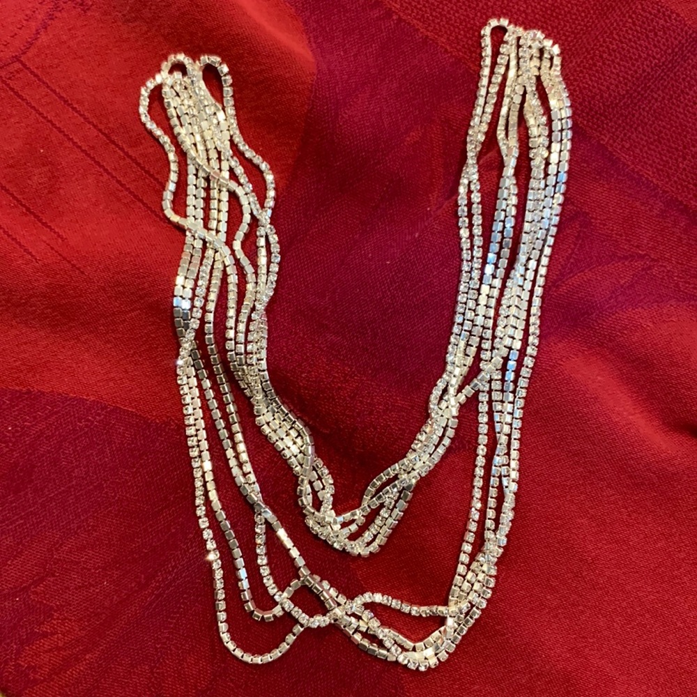 2 Silver jeweled necklaces